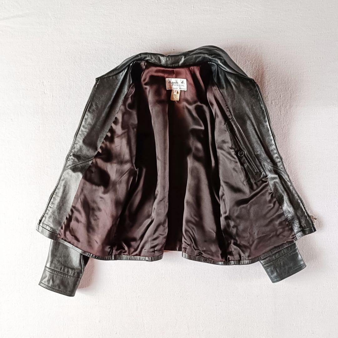 90s フランス製 agnes b special 短丈 レザージャケット