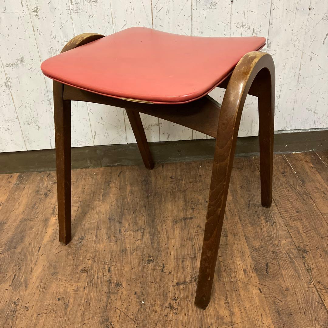 A-3 昭和レトロ 秋田木工株式会社 木製スツール 剣持勇 椅子 イス 古家具