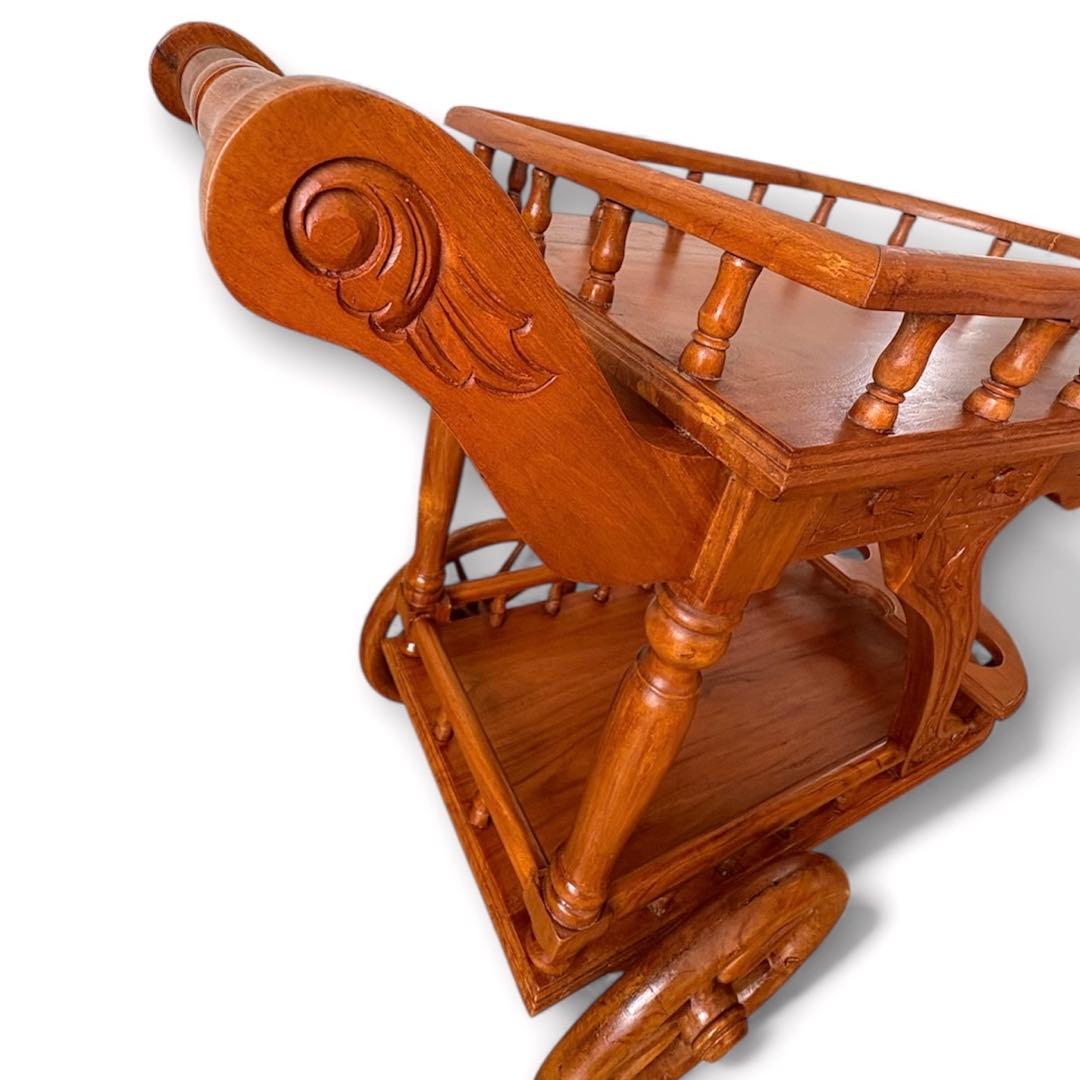 希少✨木製 アンティーク キッチンワゴン ワインホルダー レトロ 木彫装飾