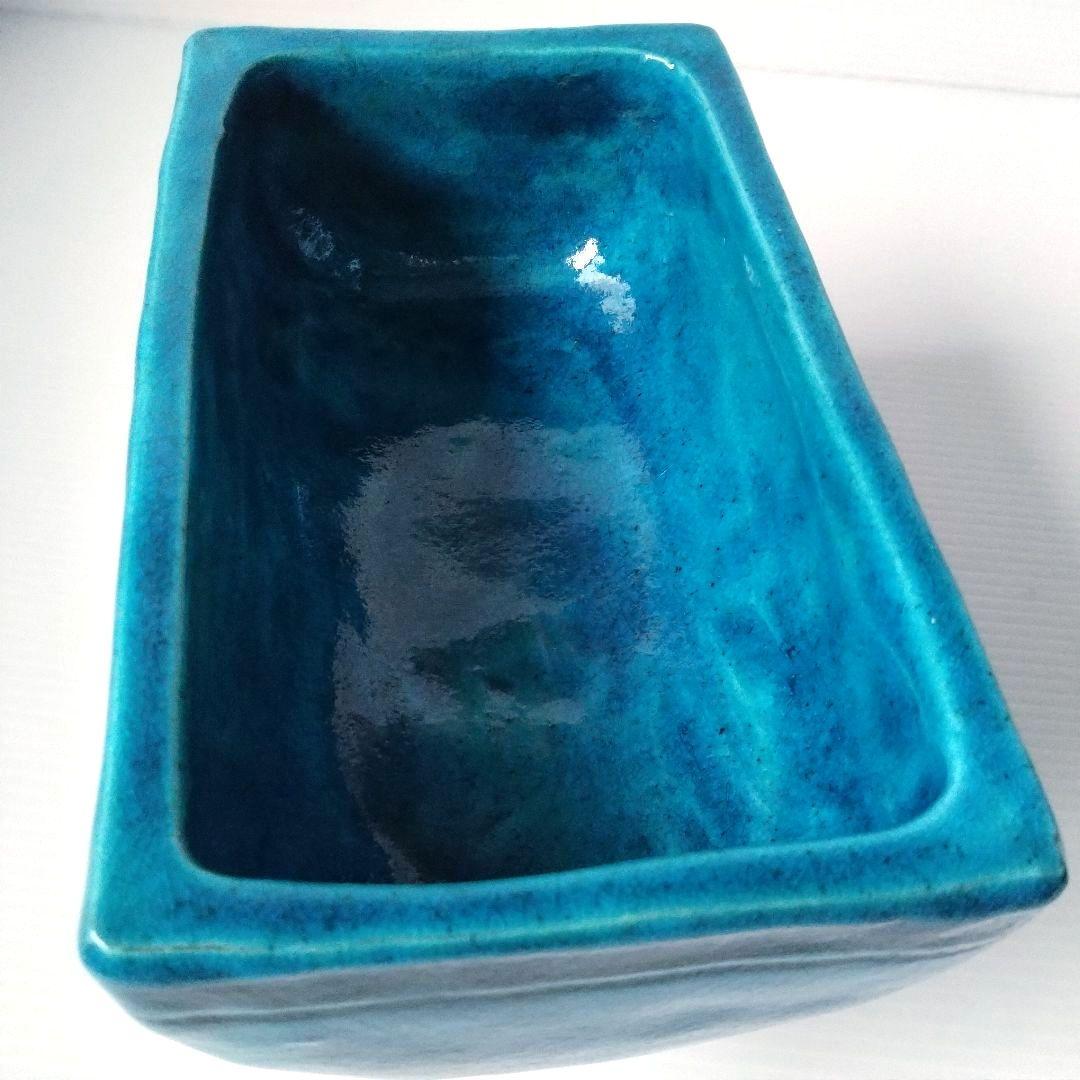 京焼 清水焼 花堂 大津寄花堂 高台 高足 花器 水盤 コンポート 草月 ブルー