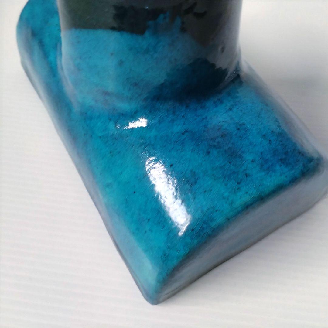 京焼 清水焼 花堂 大津寄花堂 高台 高足 花器 水盤 コンポート 草月 ブルー