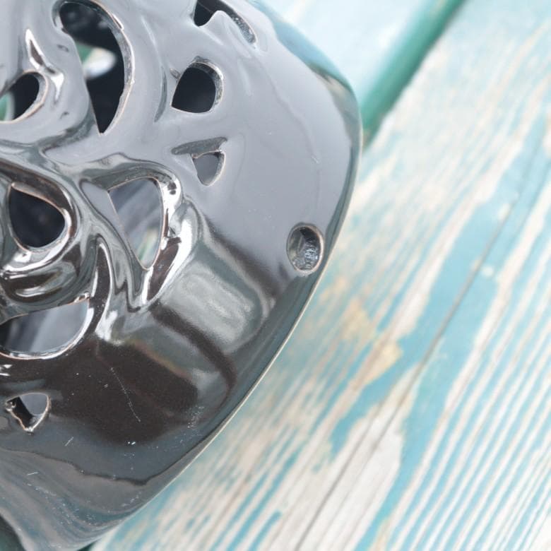 傘立て アンブレラスタンド 陶器製 透かし彫りアート ブラック