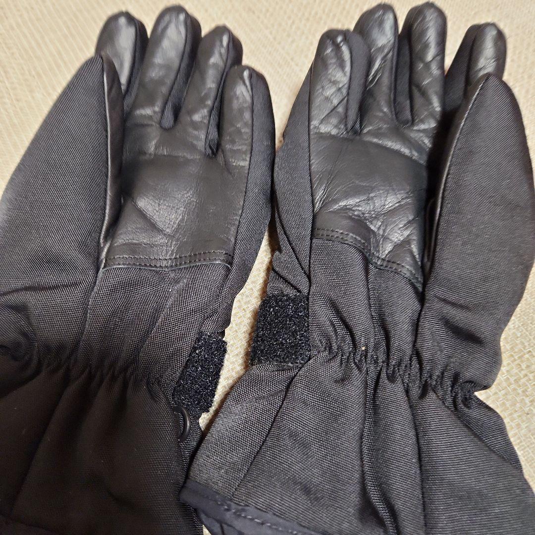 GUCCI 黒 レザー ナイロン グローブ　サイズ8