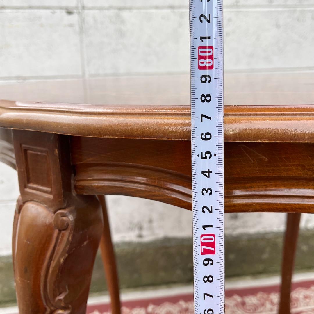 ビンテージ古家具◾️象嵌デザイン×猫脚 ラウンドテーブル 丸テーブル アンティーク