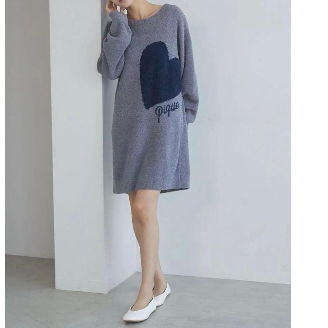 gelato pique ジェラートピケ ハートジャガードワンピース グレー