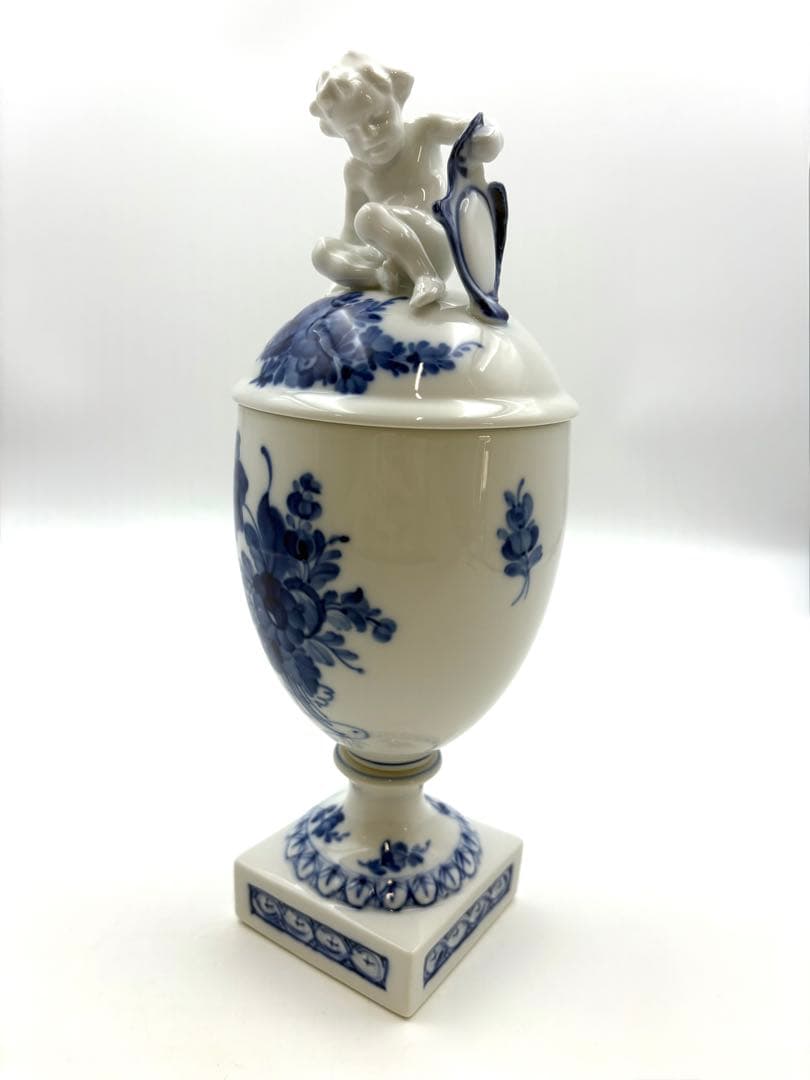 【美品】ロイヤルコペンハーゲン　ブルーフラワー 蓋付 ポプリポット　天使