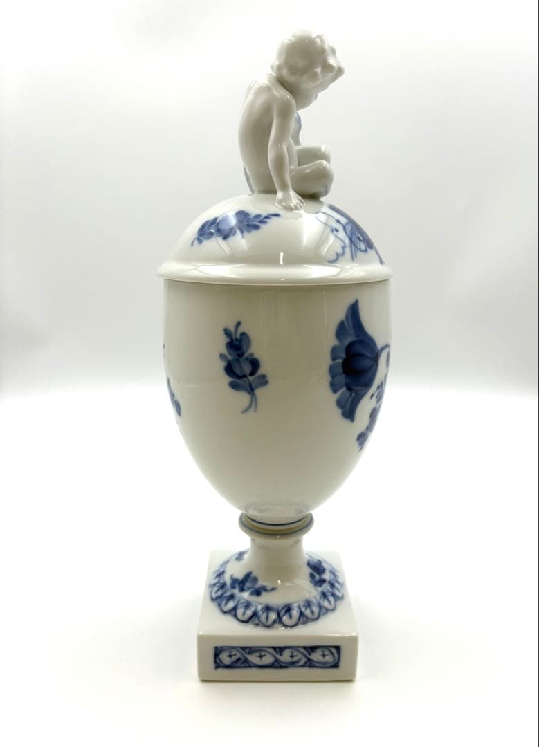 【美品】ロイヤルコペンハーゲン　ブルーフラワー 蓋付 ポプリポット　天使
