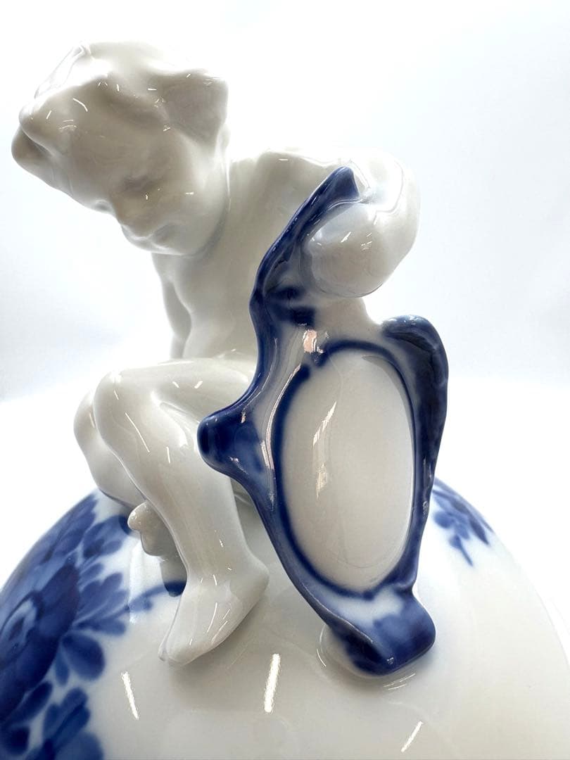 【美品】ロイヤルコペンハーゲン　ブルーフラワー 蓋付 ポプリポット　天使