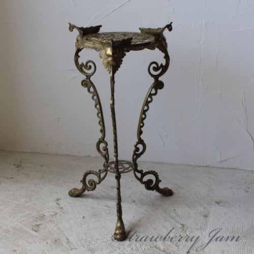 L2804-705 フランスアンティーク スタンド 花台 プランター 真鍮 お花