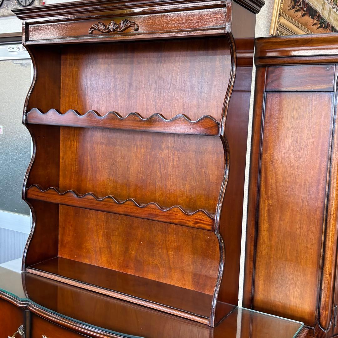 マホガニー 飾り棚 3段シェルフ アウトレット品 置くだけ アンティーク調