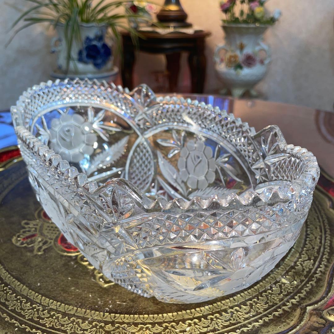 ボヘミア　ガラス　ボトルクーラー 楕円　ボウル　未使用