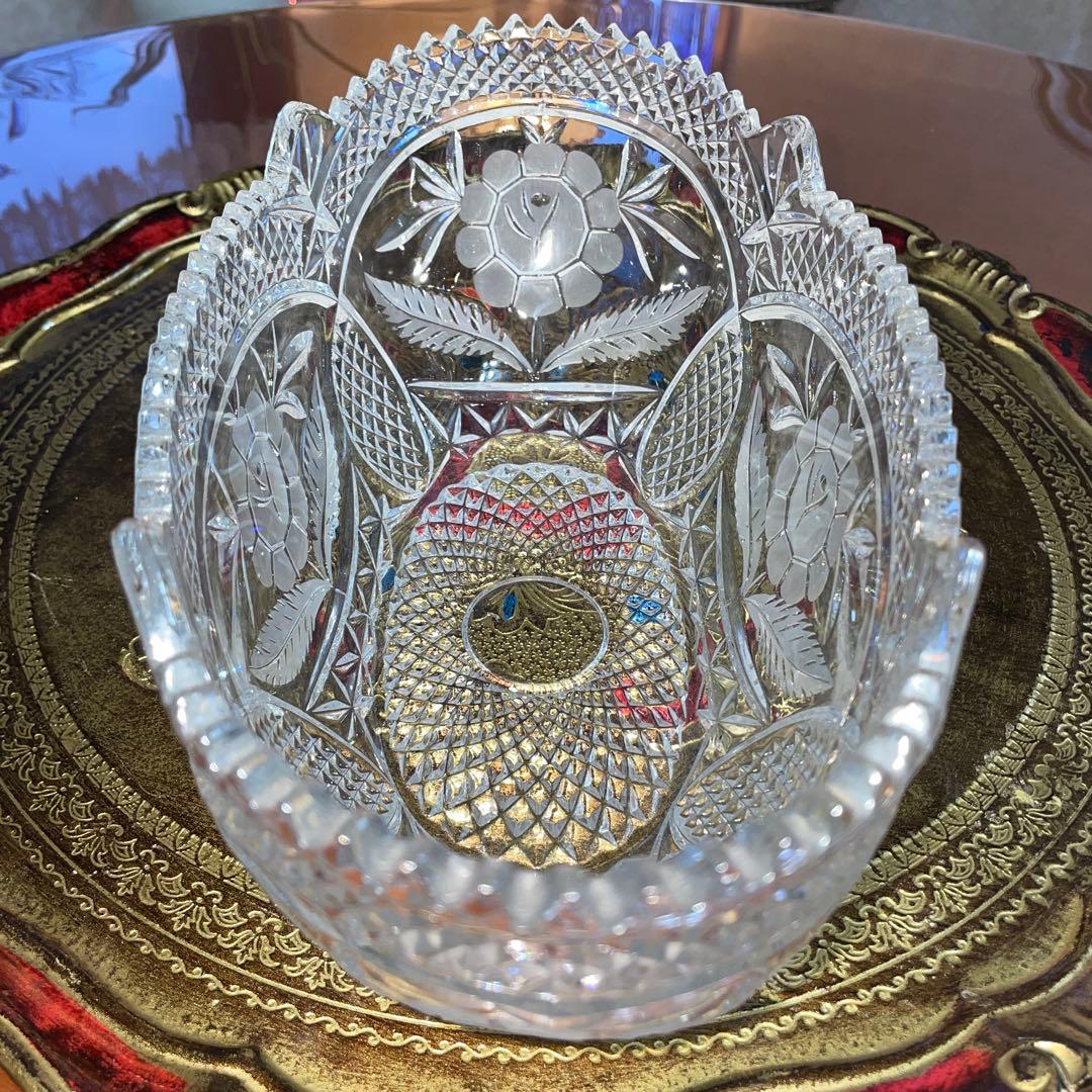 ボヘミア　ガラス　ボトルクーラー 楕円　ボウル　未使用