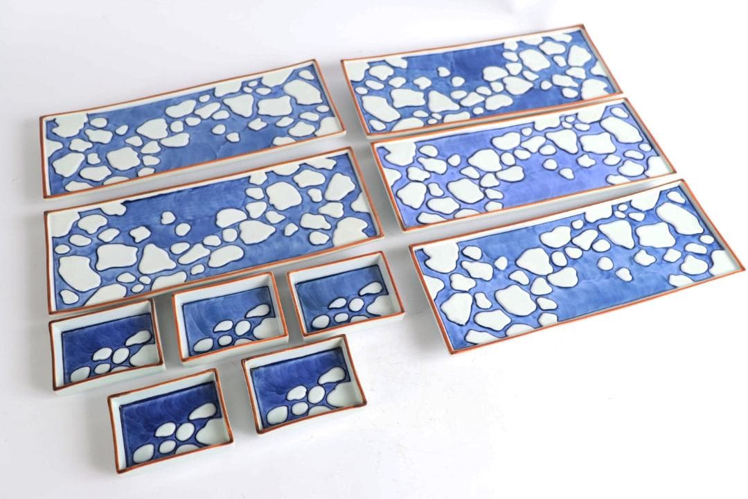 館林源右衛門 那智石濃絵 長方皿 千代口付 醤油皿 染付