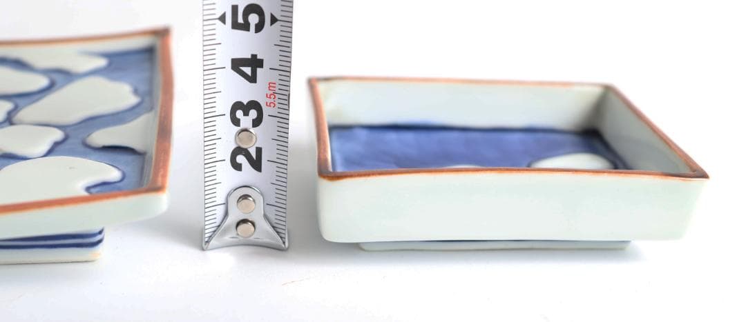 館林源右衛門 那智石濃絵 長方皿 千代口付 醤油皿 染付