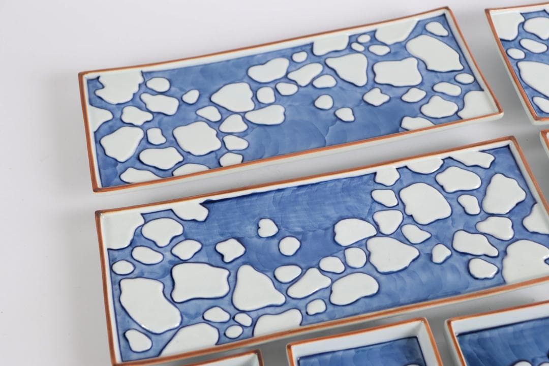 館林源右衛門 那智石濃絵 長方皿 千代口付 醤油皿 染付