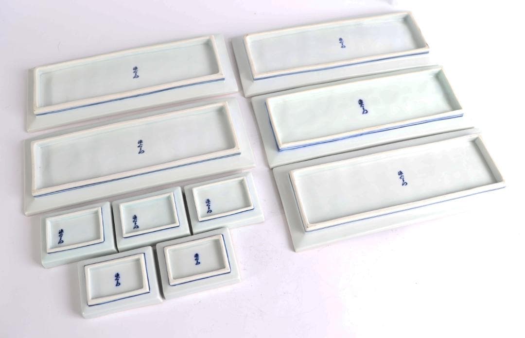 館林源右衛門 那智石濃絵 長方皿 千代口付 醤油皿 染付