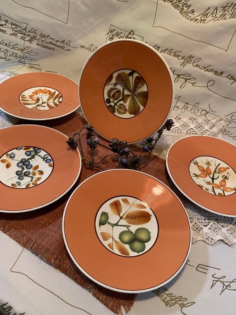 ロイヤルコペンハーゲン　ビンテージのアルメニア時代の木の実シリーズ5枚セット！