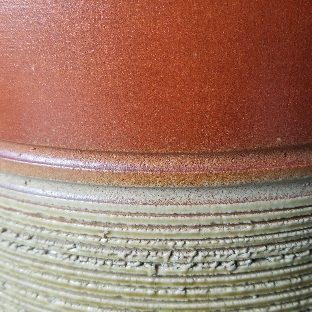 お値下げしました⤵信楽焼傘立て  火色線彫り 高さ４０cm