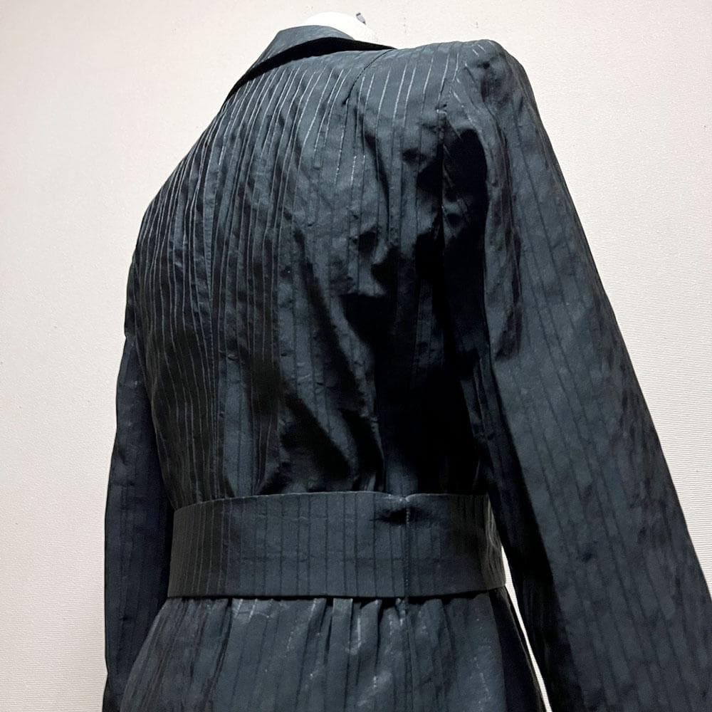 美品 MaxMara 最高級白タグ シルク トレンチコート ベルト付き ブラック