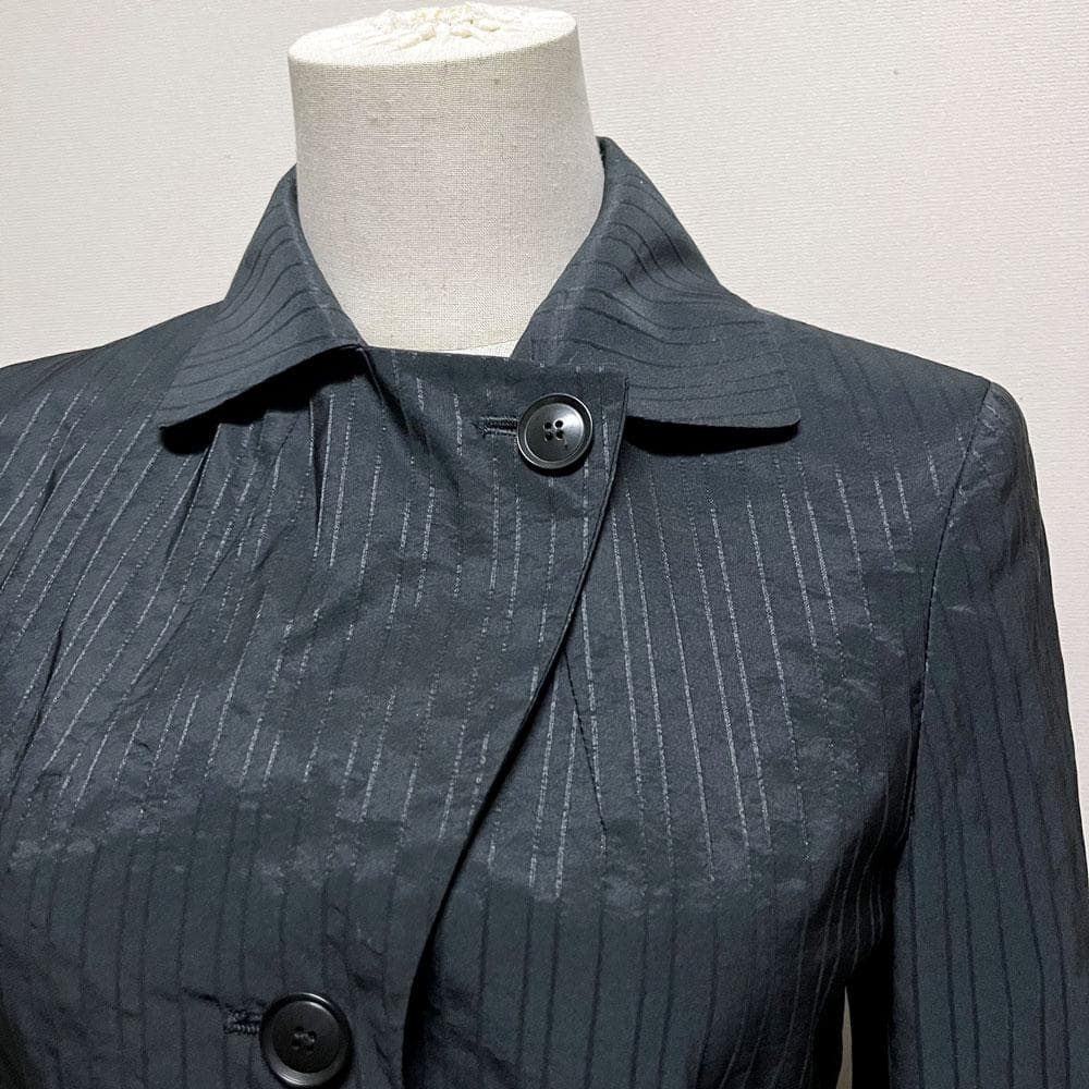 美品 MaxMara 最高級白タグ シルク トレンチコート ベルト付き ブラック