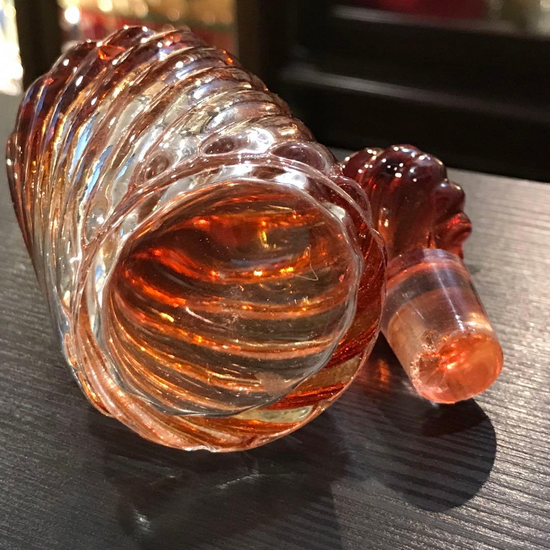 美オールドバカラBACCARATバンブーBambou赤から無色のフラコーン