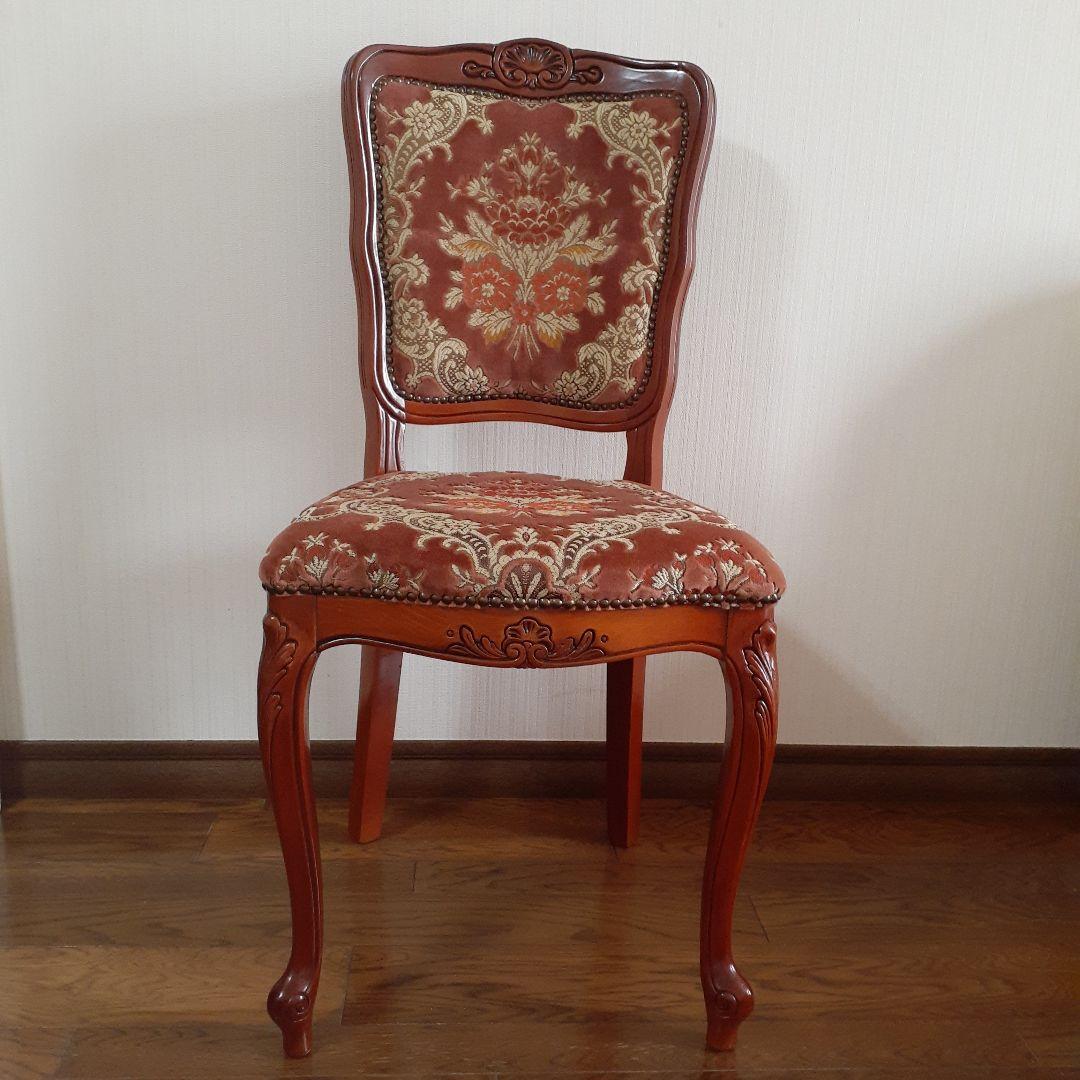 きいろ☆イタリア製輸入家具☆赤色系ダイニング猫足椅子☆アンティーク