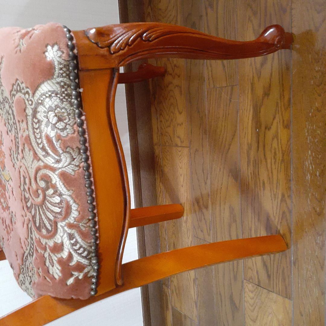 きいろ☆イタリア製輸入家具☆赤色系ダイニング猫足椅子☆アンティーク