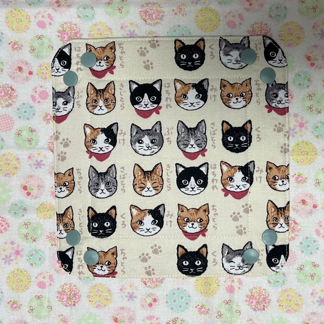 折りたたみトレイ ファブリック グレー猫 ハンドメイド