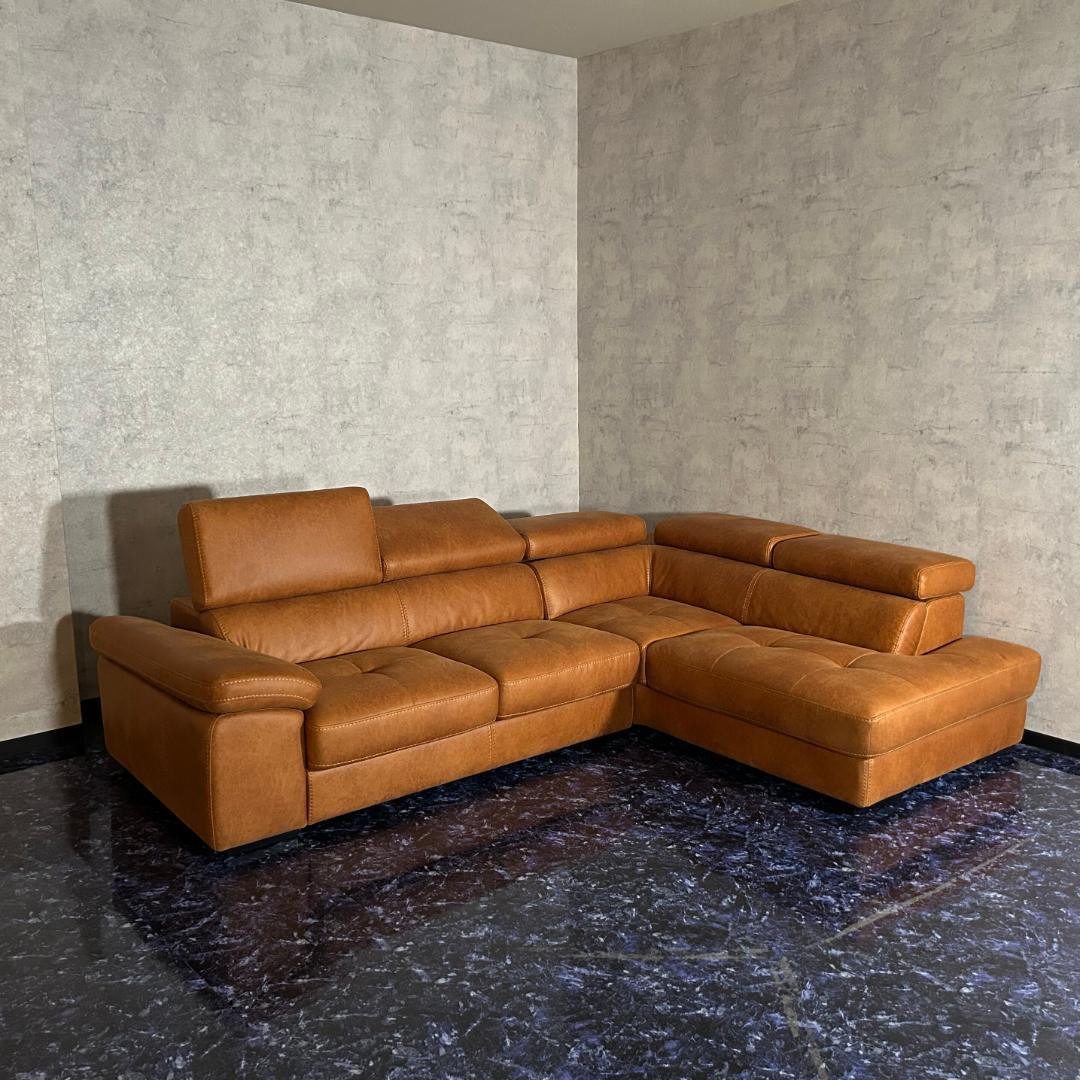 ソファ ソファー おしゃれ キャメル レザーファブリック L字ソファ ゆったり