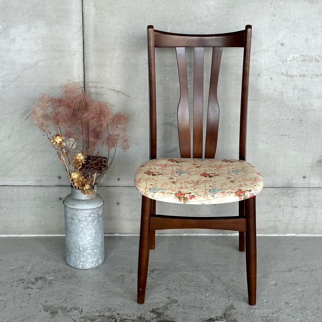 ✿80s✿ コイズミ ダイニングチェア 花柄座面木製 昭和レトロ ヴィンテージ