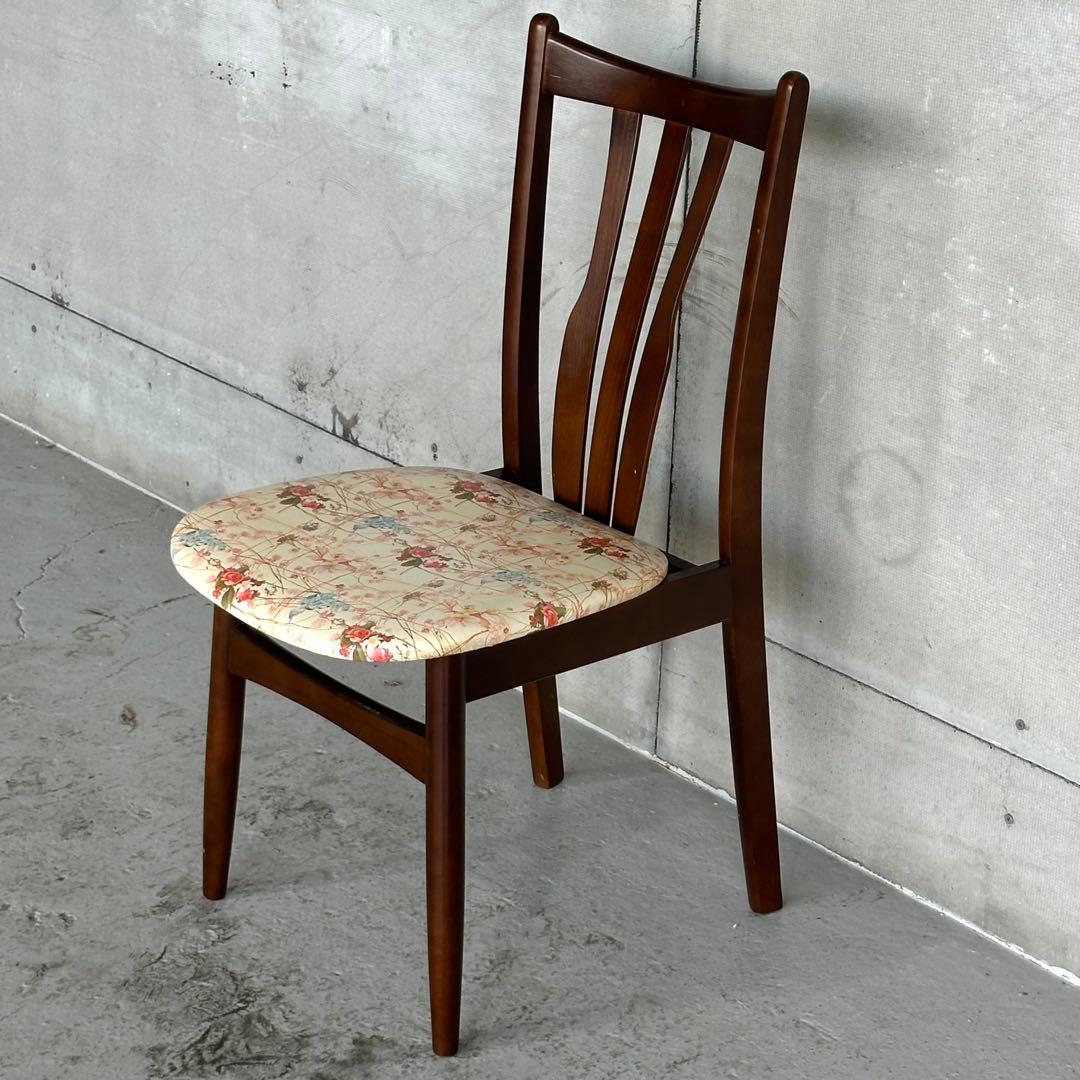 ✿80s✿ コイズミ ダイニングチェア 花柄座面木製 昭和レトロ ヴィンテージ