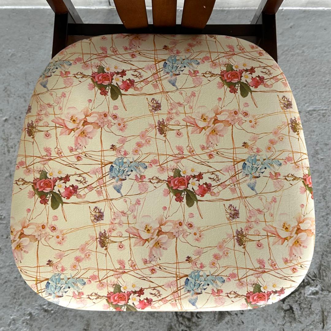 ✿80s✿ コイズミ ダイニングチェア 花柄座面木製 昭和レトロ ヴィンテージ