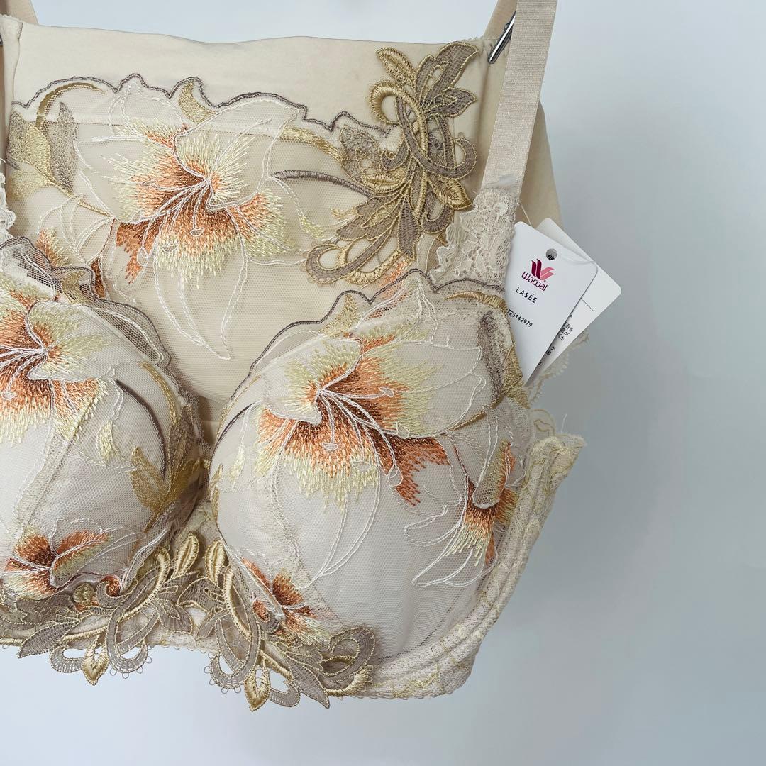 ワコール／ラゼ 大輪のカサブランカが優雅に咲き誇るブラジャーショーツE85-LL