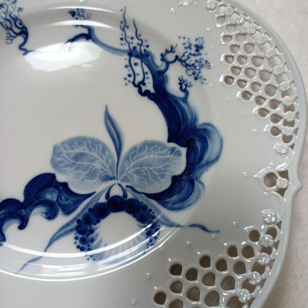 レア物　マイセンブルーオーキッドレースプレート