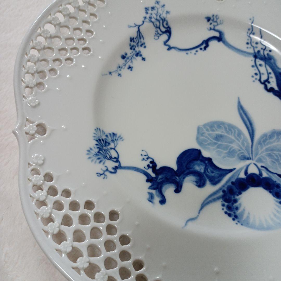 レア物　マイセンブルーオーキッドレースプレート