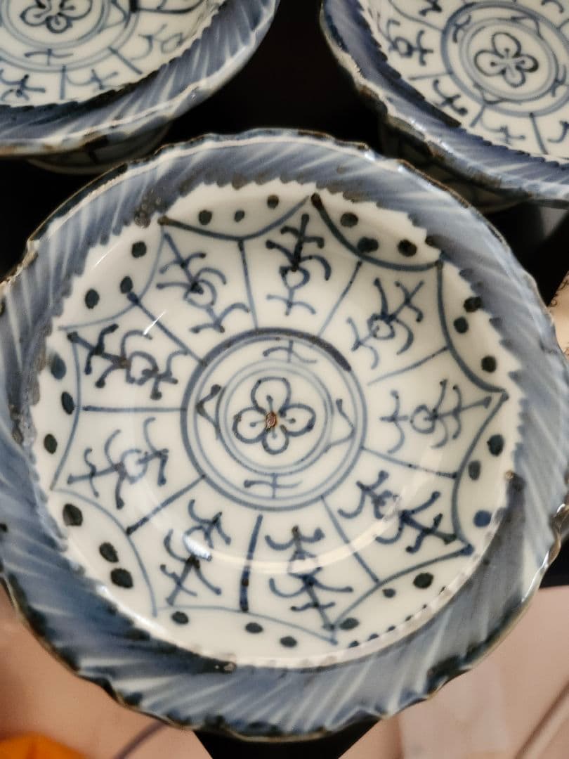 須田　菁華　安南　台皿　5個　九谷焼　染付　共箱　希少　茶道　小皿