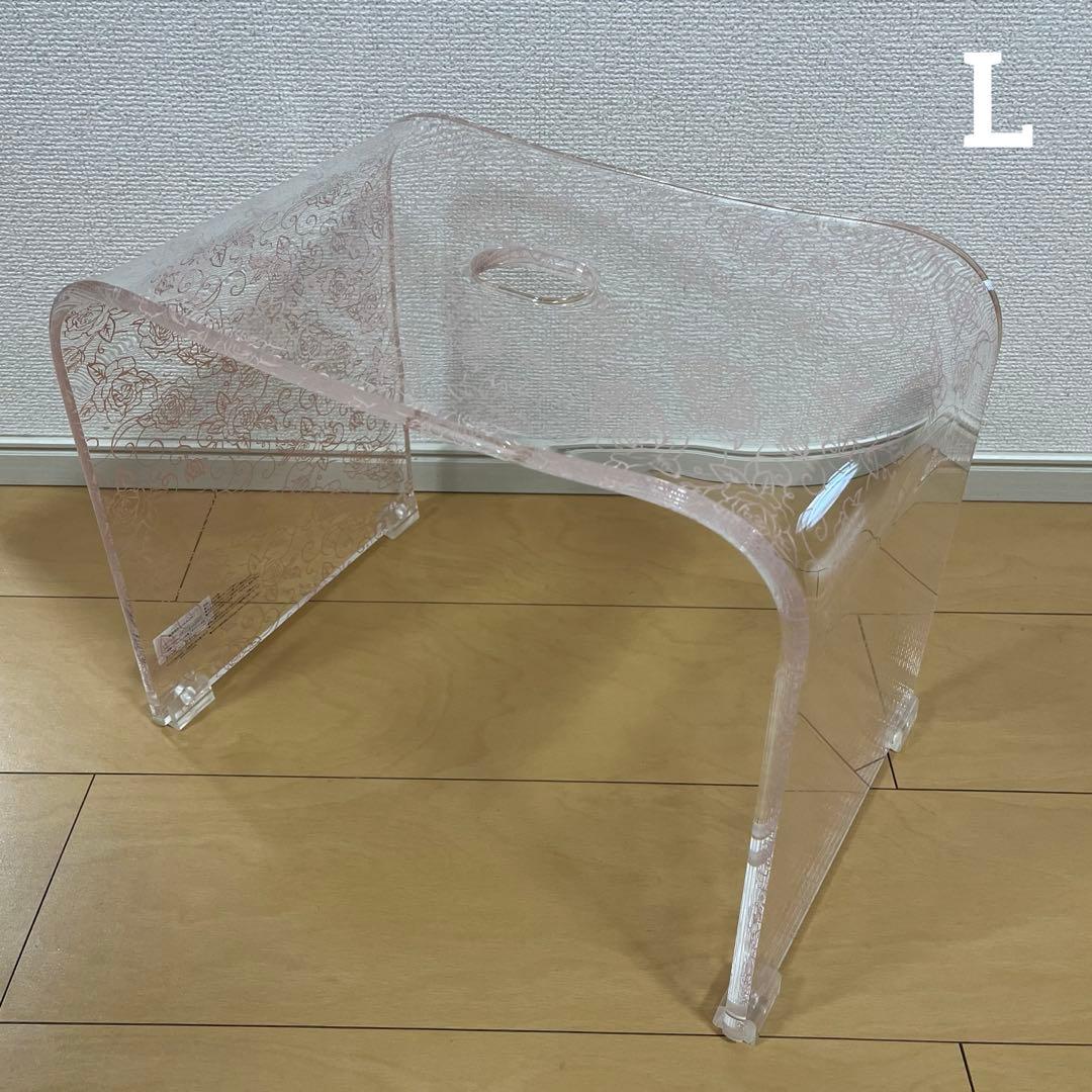 新品◎ アクリル　バスチェア　クリアローズ　L センコー　お風呂　椅子　ピンク