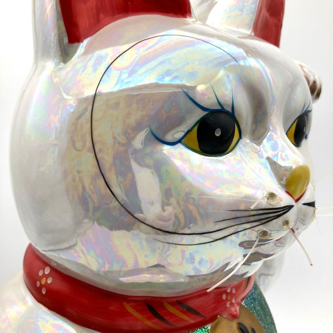 招き猫 貯金箱 左手招き 千客萬来 開運招福 特大 40cm レトロ キラキラ