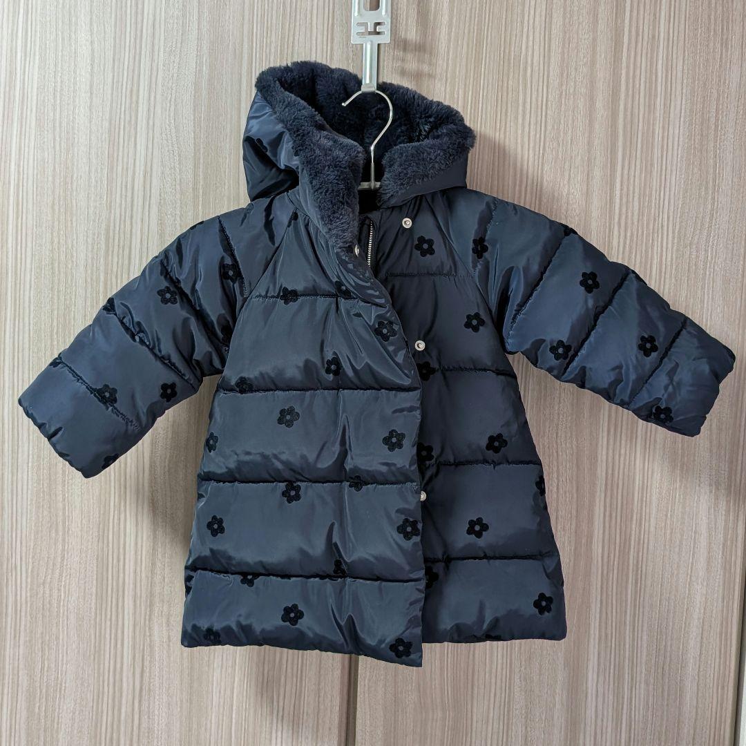 【美品】ジャガディ ダウンコート 花柄ネイビー キッズ