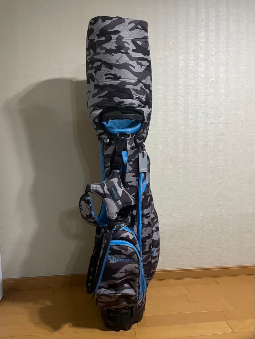 Rivieraキャディバッグ カモフラ柄 グレー×ブルー 個性派 ゴルフバッグ