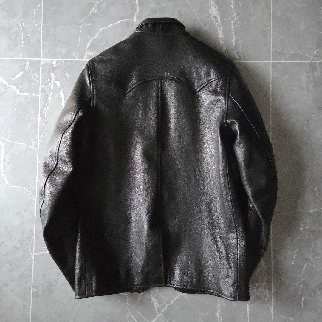 極上山羊革 ウエストライド レザージャケット 38 黒 テーラード バイカー