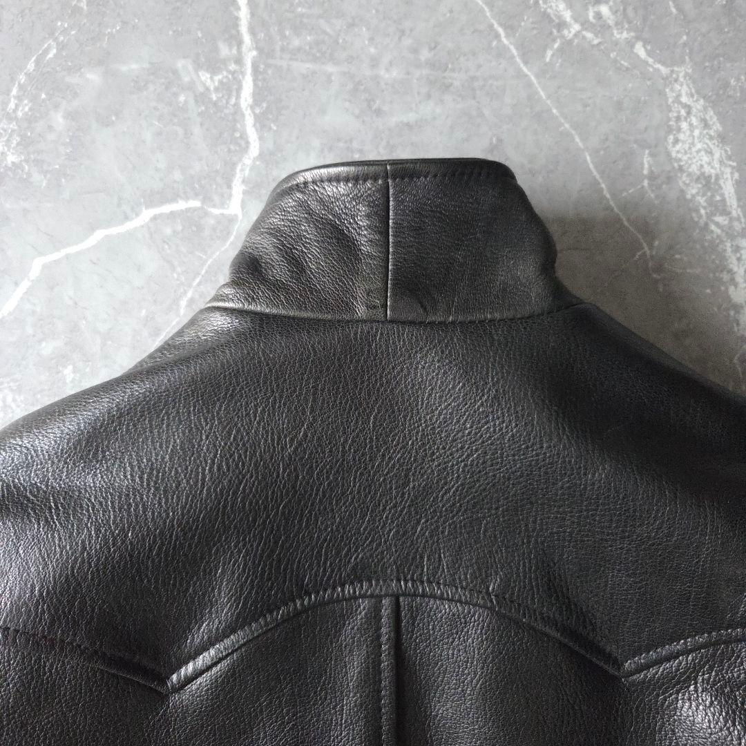 極上山羊革 ウエストライド レザージャケット 38 黒 テーラード バイカー