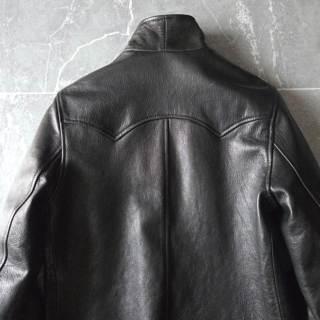 極上山羊革 ウエストライド レザージャケット 38 黒 テーラード バイカー