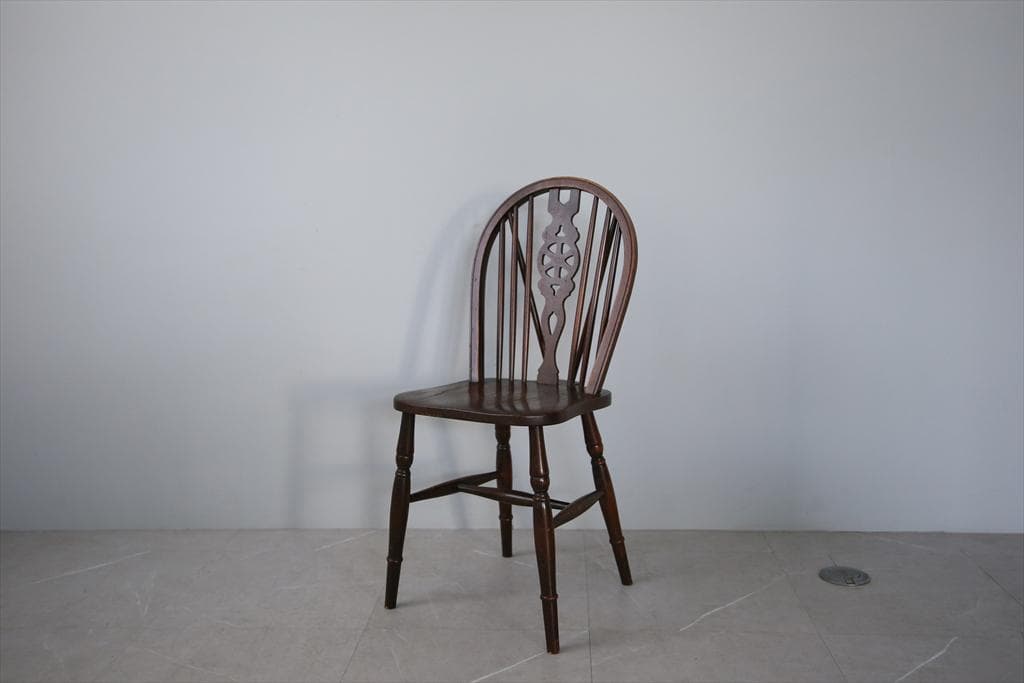 英国アンティーク木製ホイールバックチェア/ダイニングイス/椅子(91-203-4