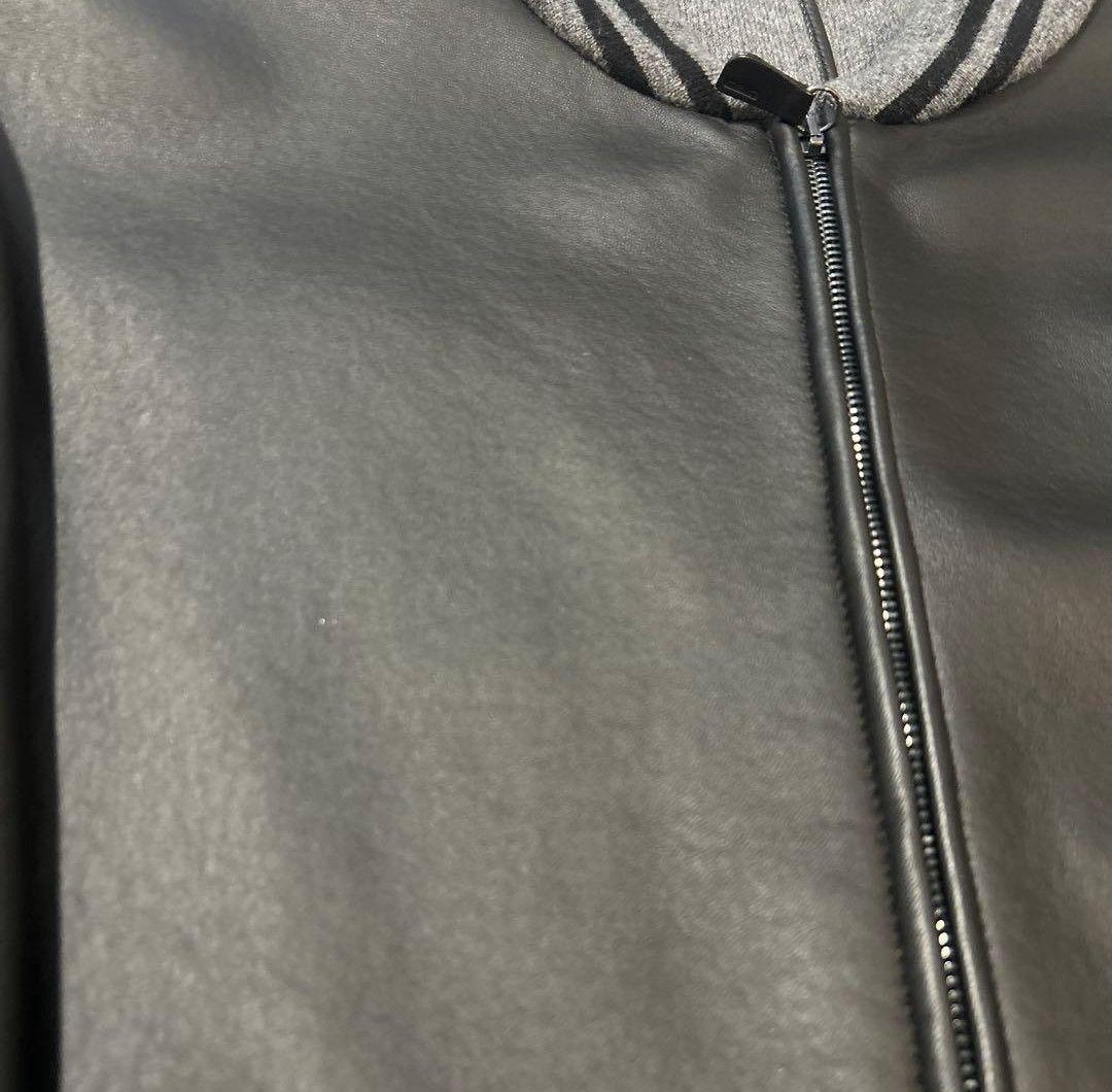 malo 黒 マーロ レザー カシミア ジップアップブルゾン サイズ48