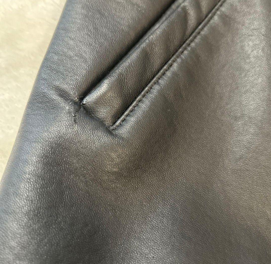 malo 黒 マーロ レザー カシミア ジップアップブルゾン サイズ48