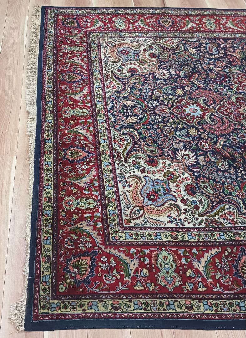 Y3286 トルコ絨毯 上質ウール 手織り 大判 216×296㎝ 小花柄