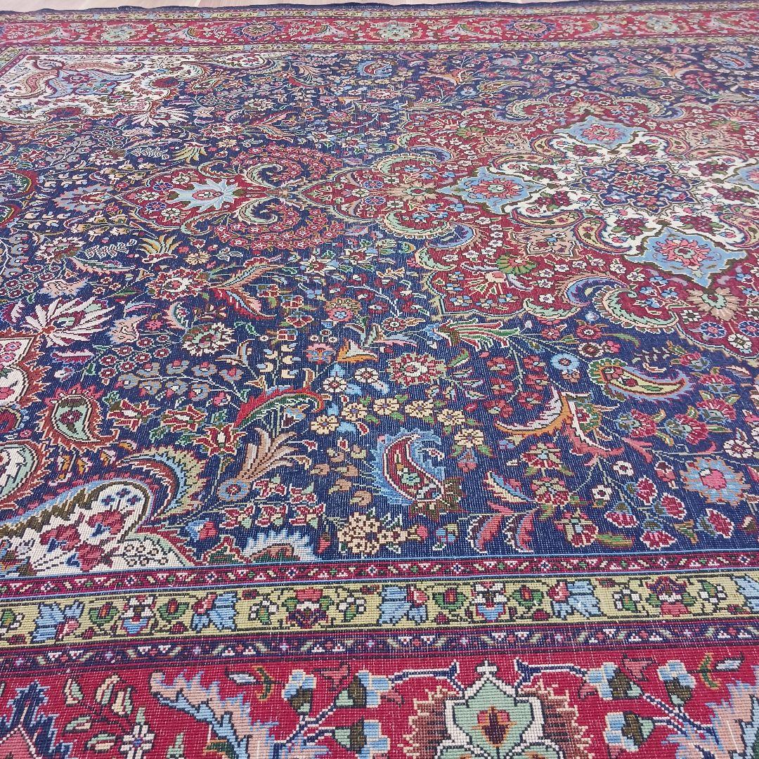 Y3286 トルコ絨毯 上質ウール 手織り 大判 216×296㎝ 小花柄