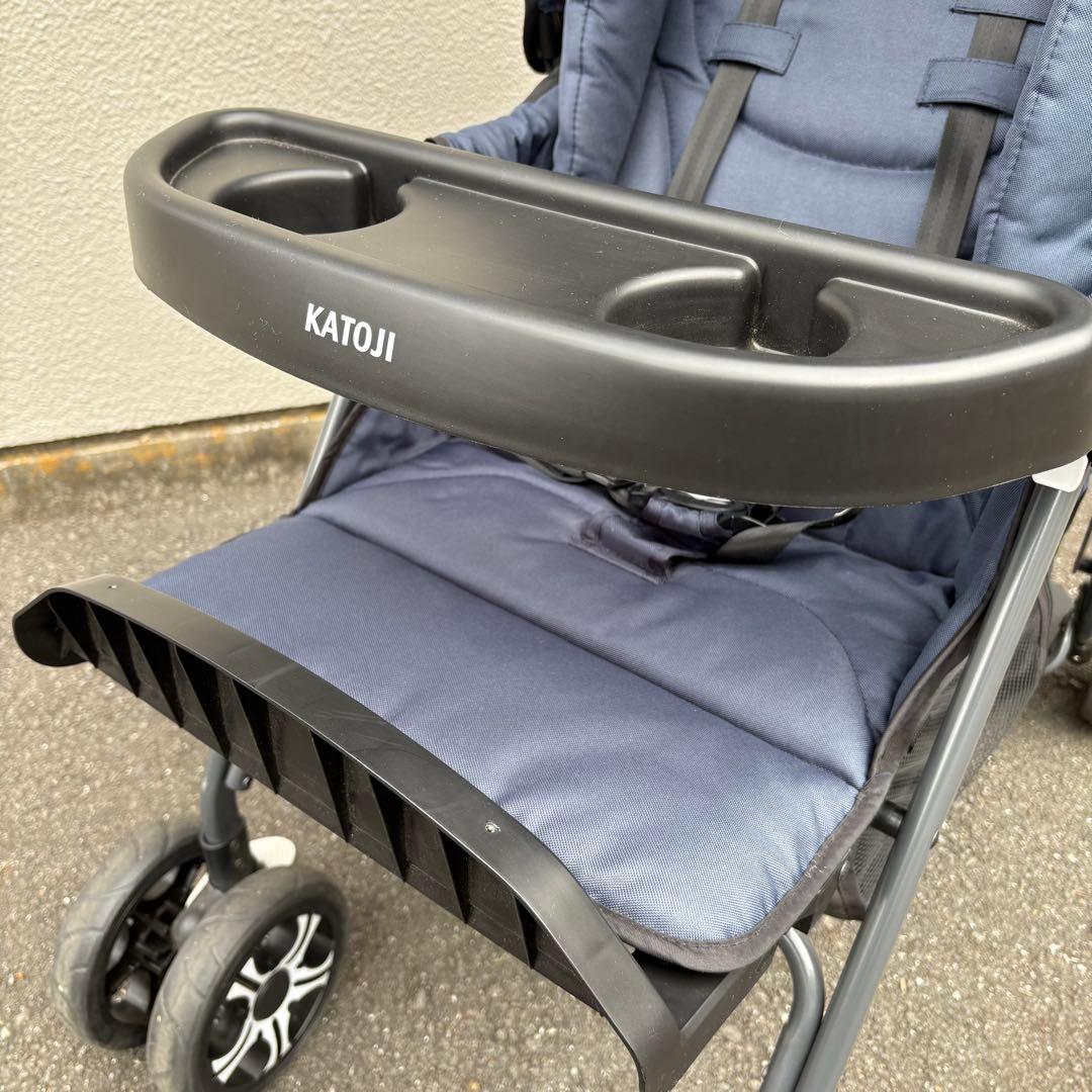 【ほぼ未使用】カトージ 2人乗り ベビーカー 2人でゴー レインカバー・説明書付