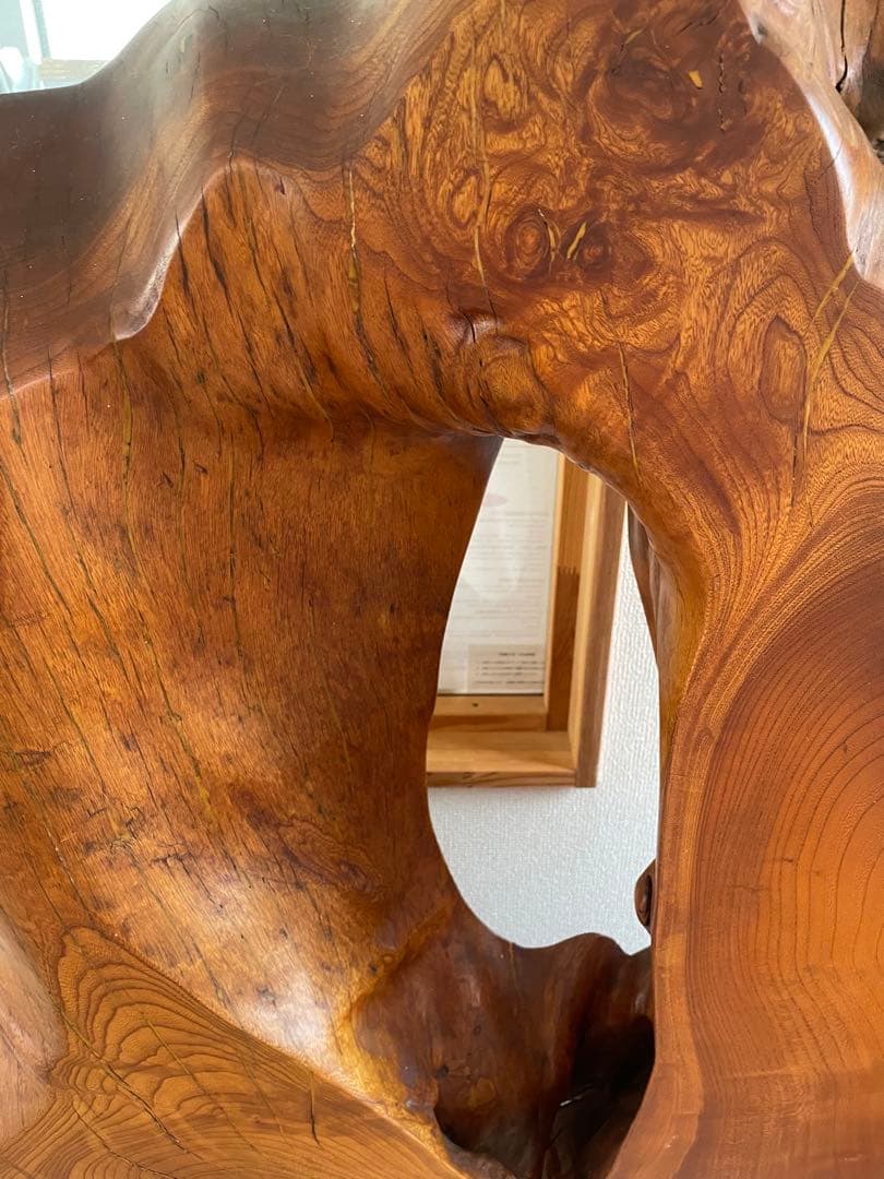 【美品】木工　工芸品　一枚板衝立 一枚板 天然木 衝立 間仕切り 木彫り 彫刻